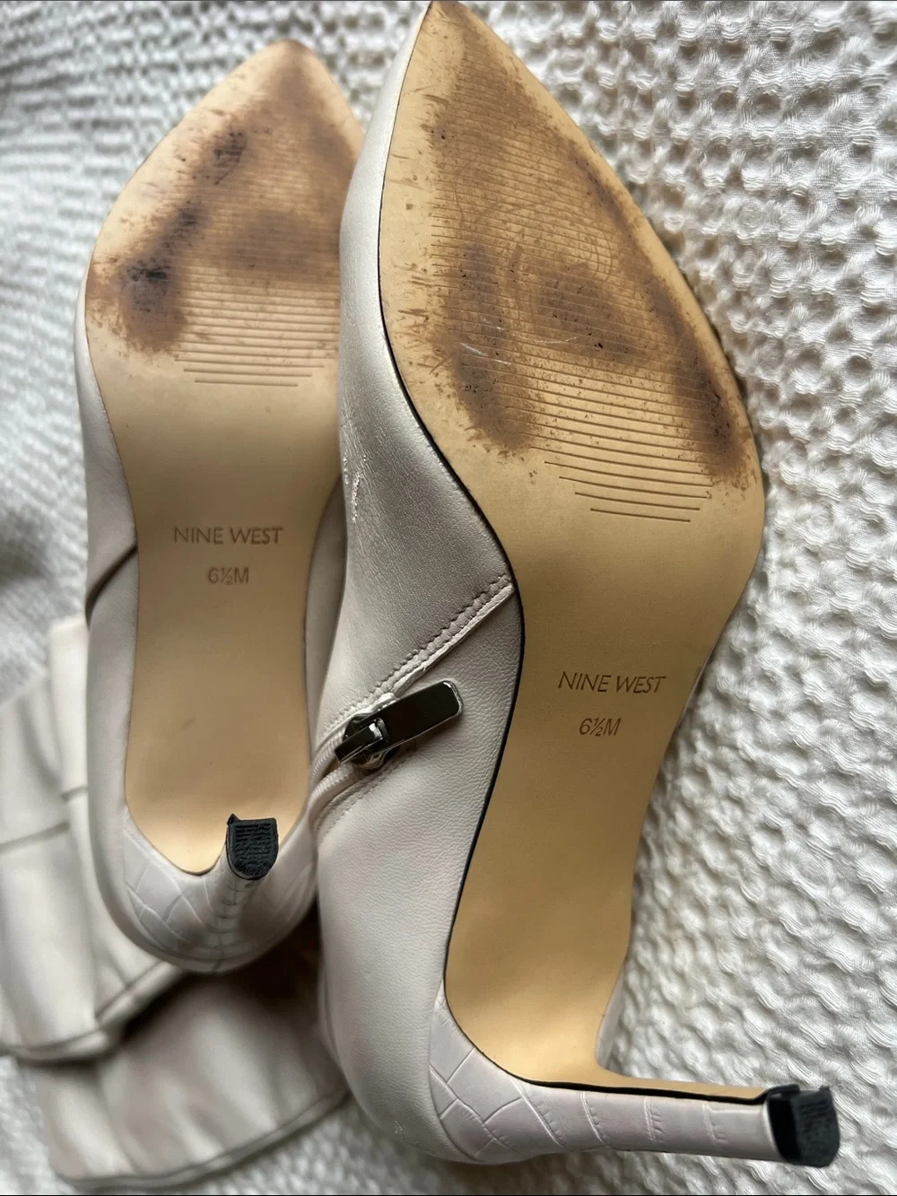 Nine West Richy Stiletto Boots in Light Beige 6.5